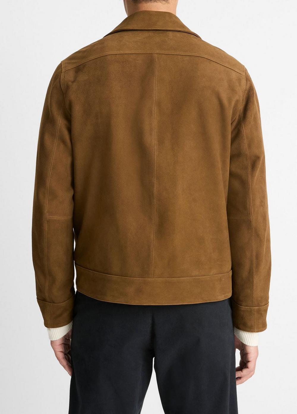 Mens Shearling-Collar Suede Short Jacket, Dark Timberwood, Size XXL Vince Product Image