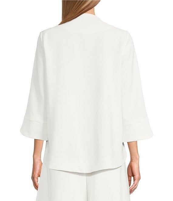 IC Collection Knit Lace Cut Floral Stand Collar 3/4 Sleeve Asymmetrical Jacket Product Image