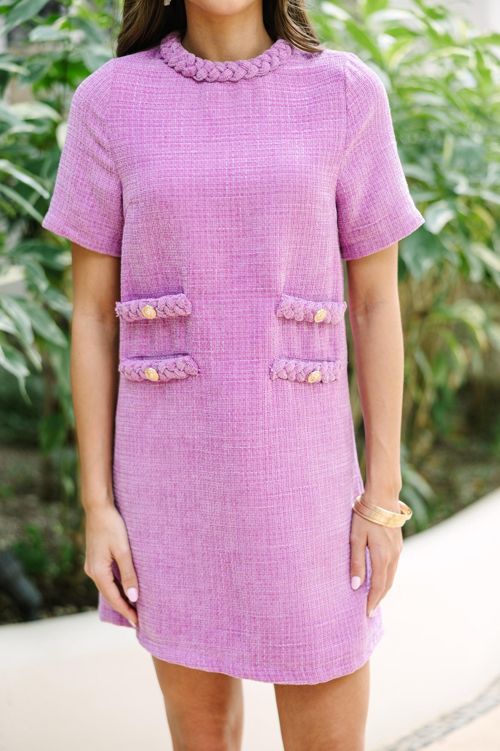 Ask You Out Lavender Purple Tweed Dress Female Product Image