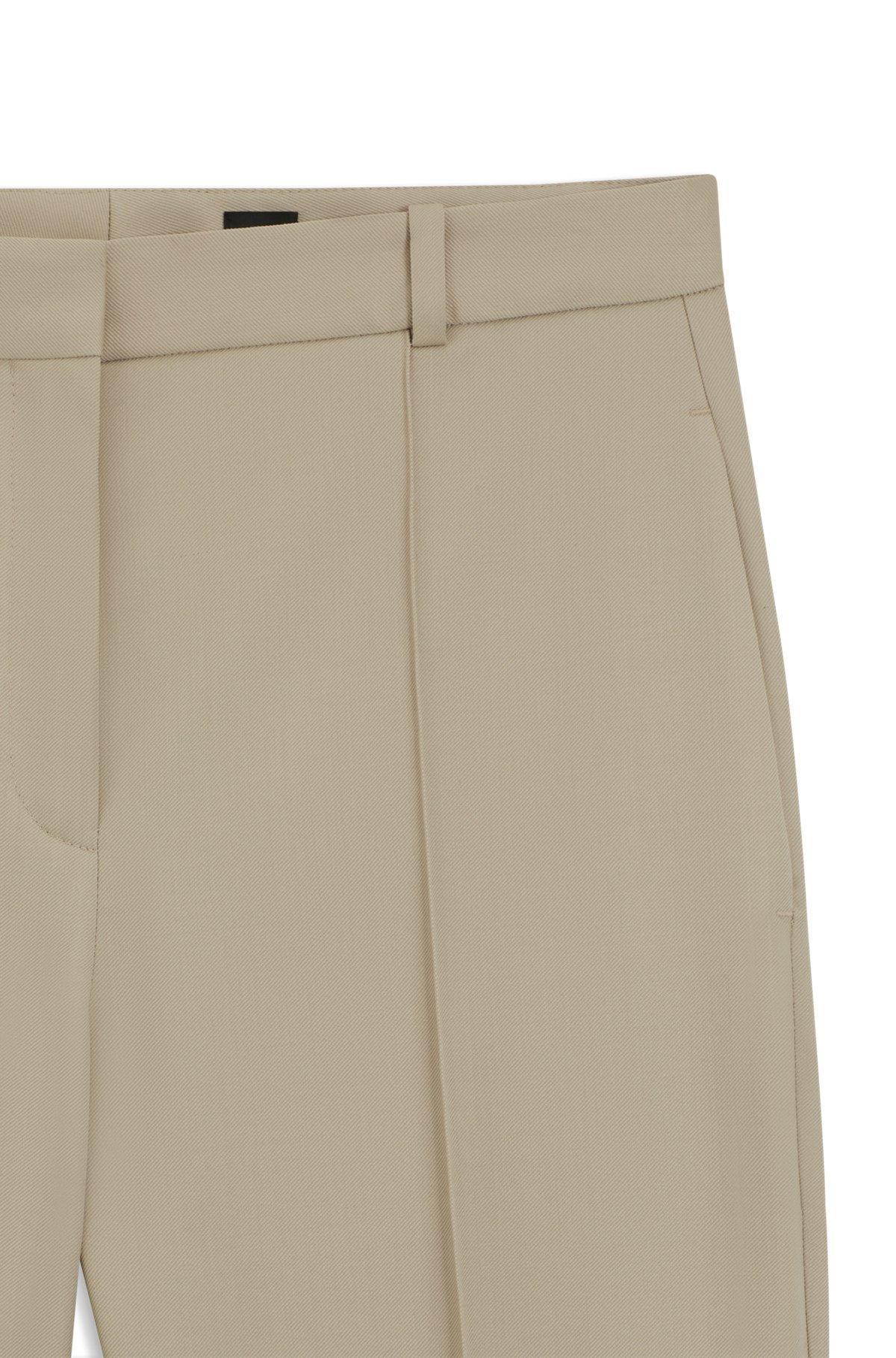 BOSS - Regular-fit trousers in virgin-wool twill - Light Beige Product Image