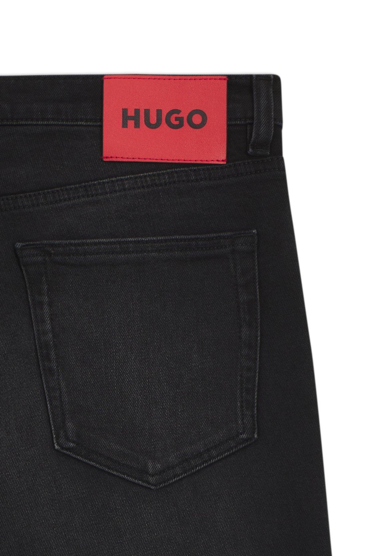 HUGO - Extra-slim-fit black jeans in stretch denim - Black Product Image