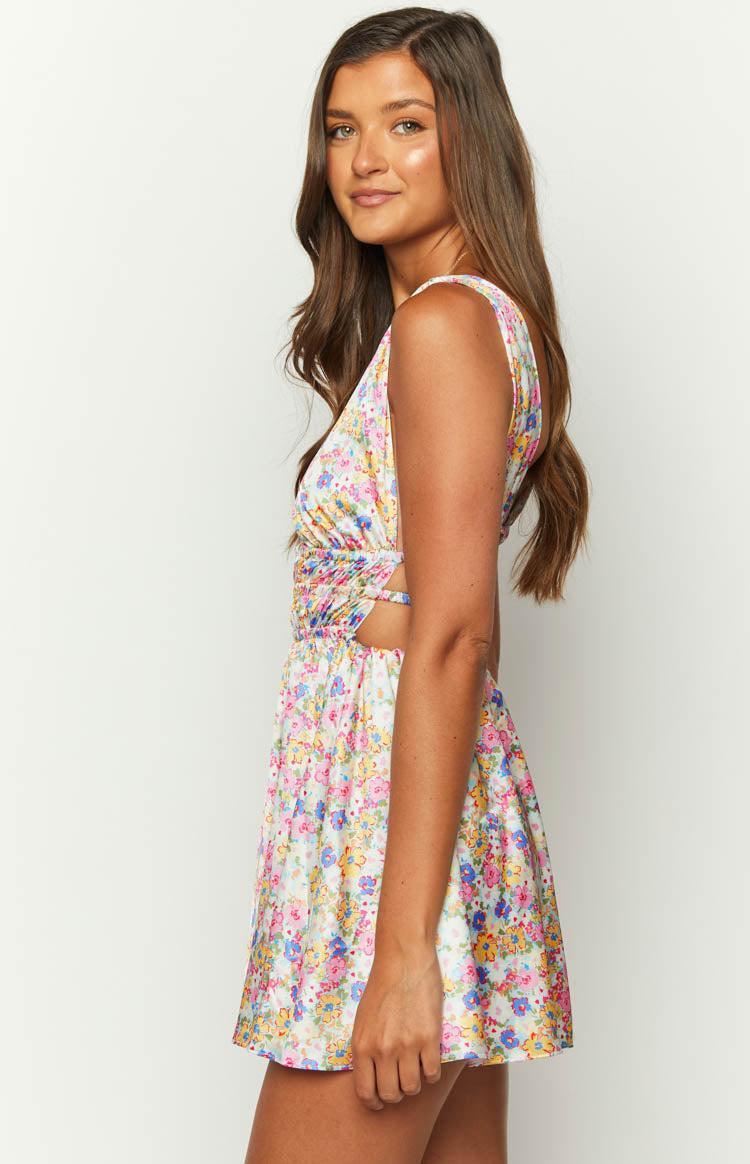 Genovia Floral Print Pink Mini Dress Product Image
