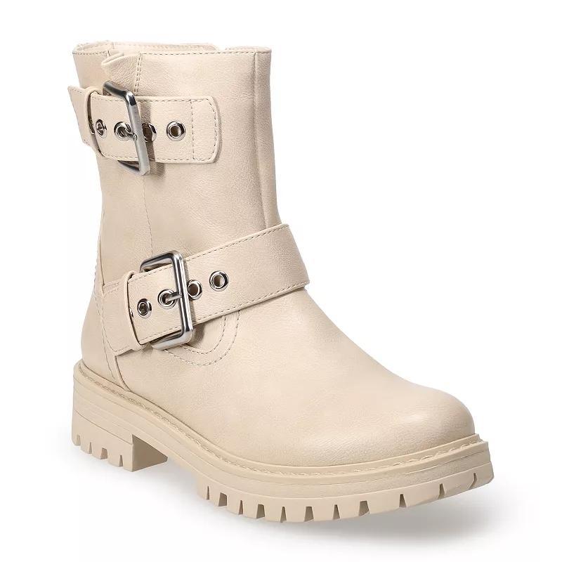 SO® Dezirae Women's Combat Boots, Size: 5.5, Ivory Product Image