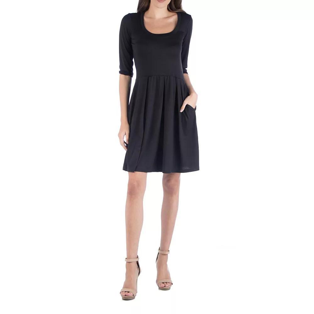Womens 24Seven Comfort Apparel Three-Quarter Sleeve Fit And Flare Mini Dress Product Image