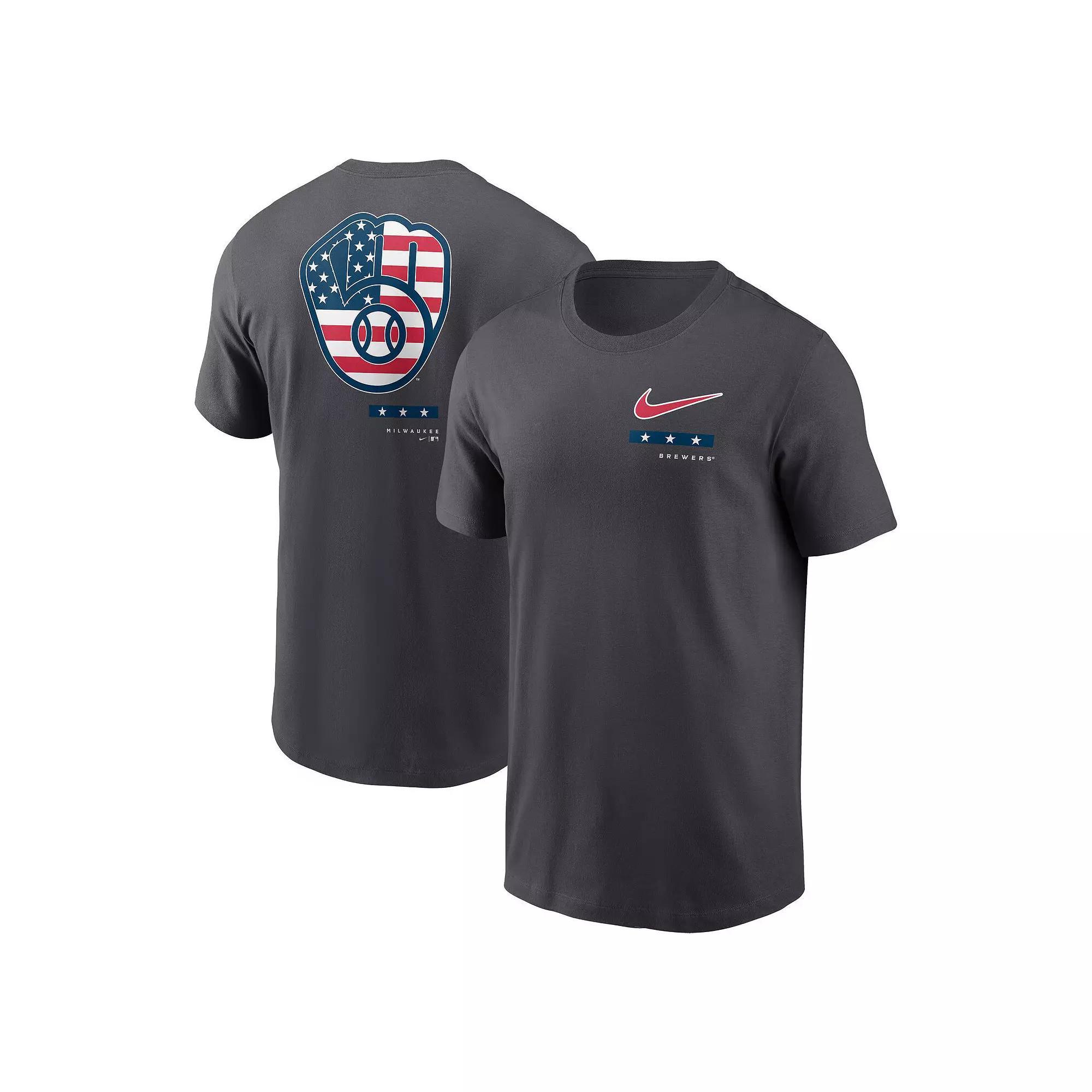 Men's Nike Anthracite Milwaukee Brewers Americana T-Shirt, Size: Small, Grey Product Image