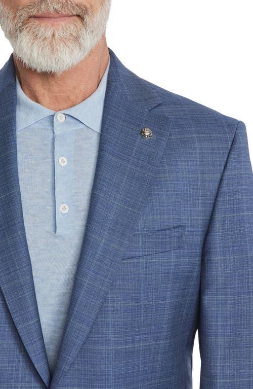 JACK VICTOR Esprit Windowpane Check Stretch Wool Suit In Mid Blue Product Image