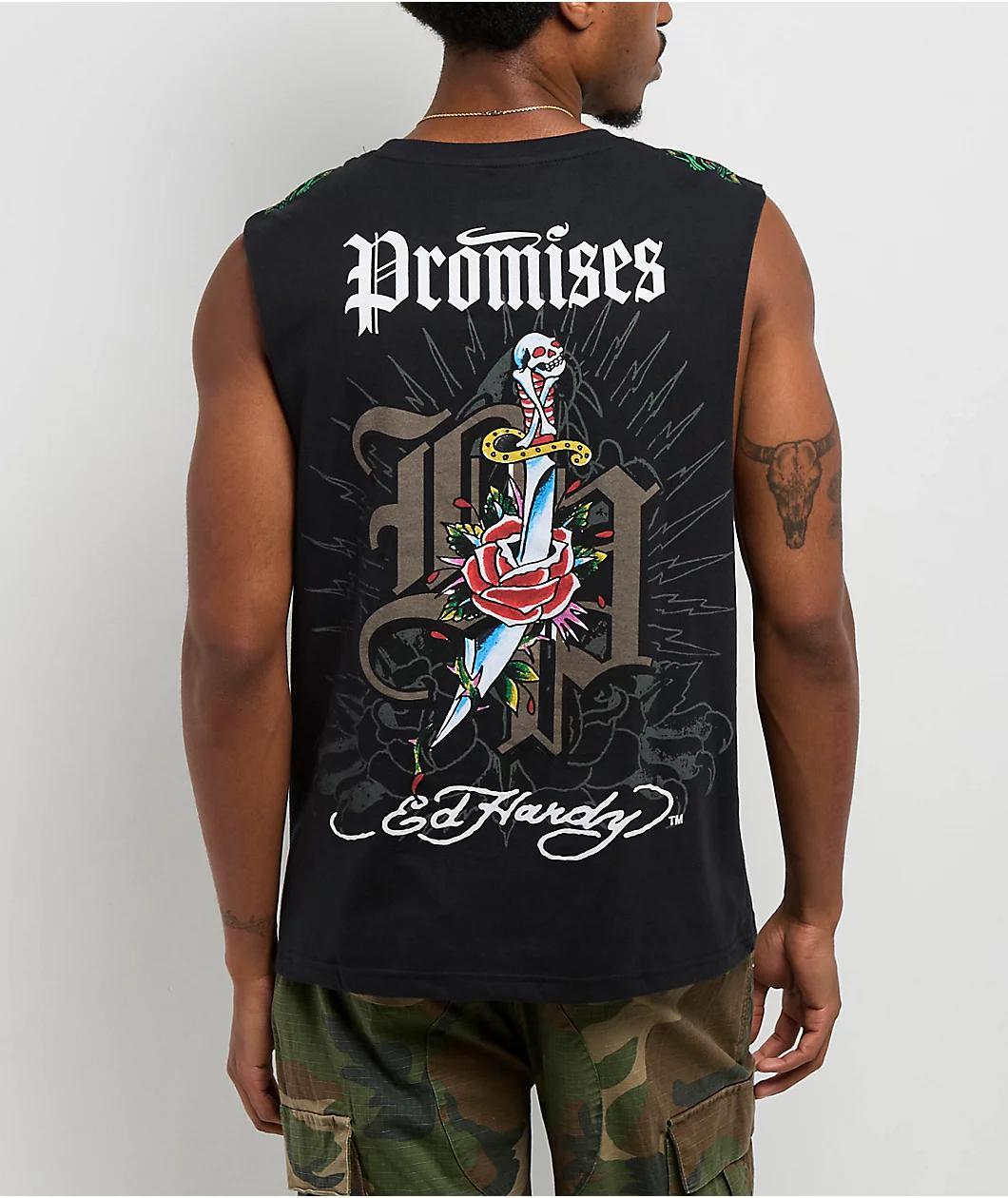 Ed Hardy x  Broken Promises Deaths Shadow Black Tank Top Product Image