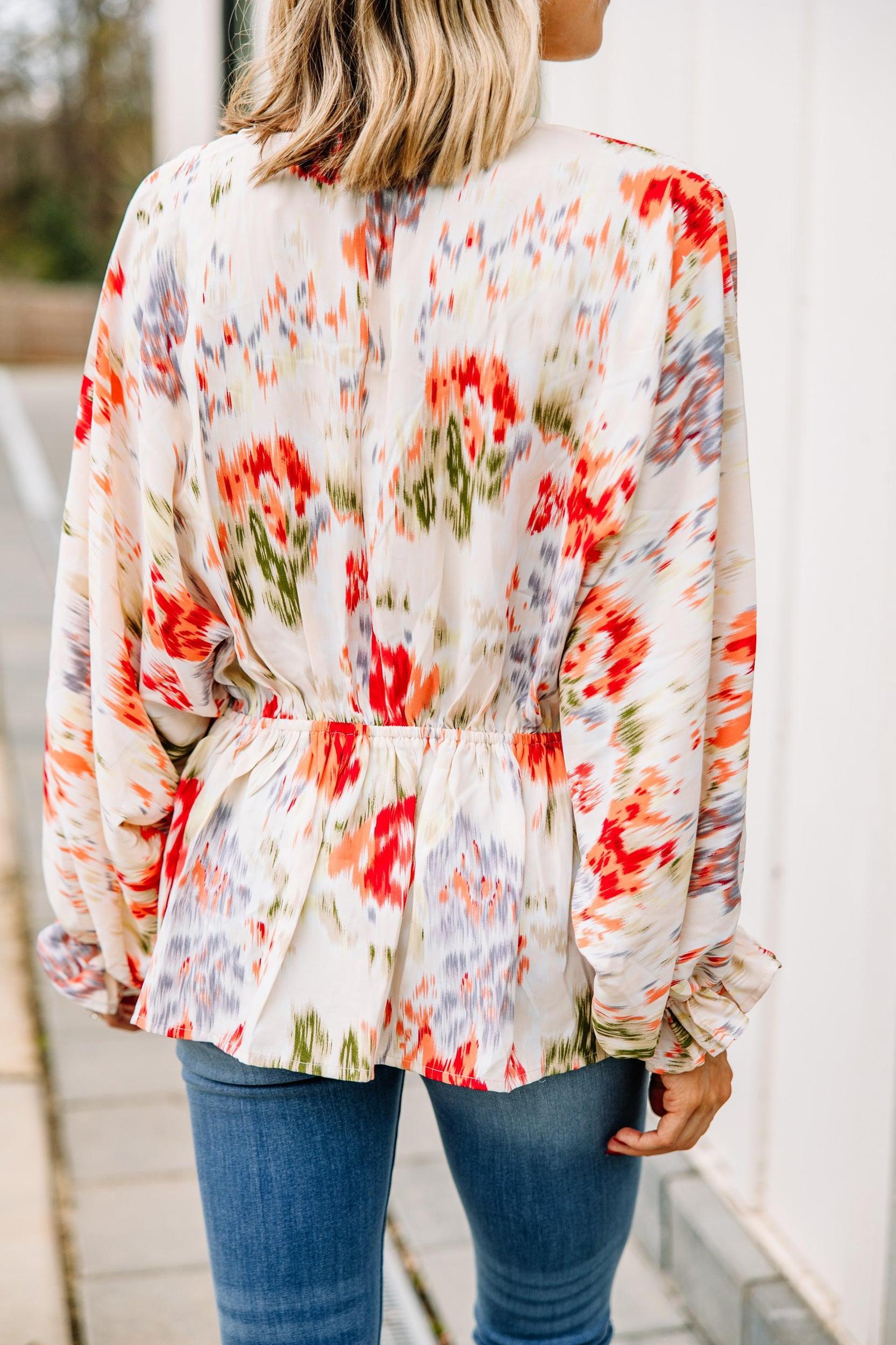 On Your Best Behavior Orange Floral Blouse Female Product Image