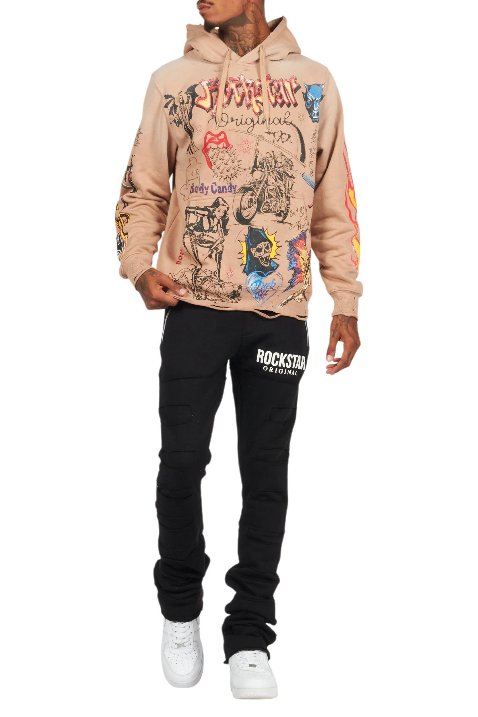 Emilio Black Stacked Flare Track Pant Male Product Image