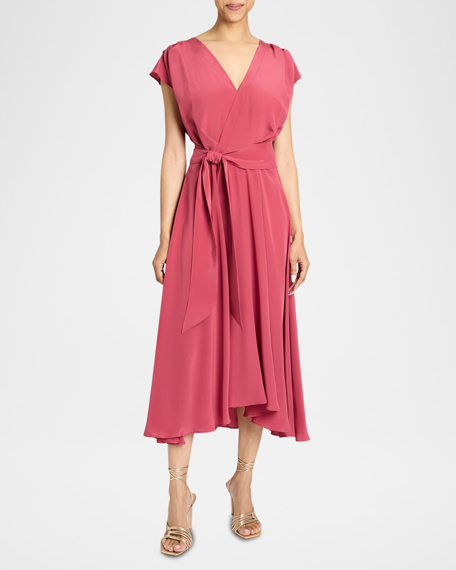 Talia Faux-Wrap Silk Crepe De Chine Midi Dress Product Image