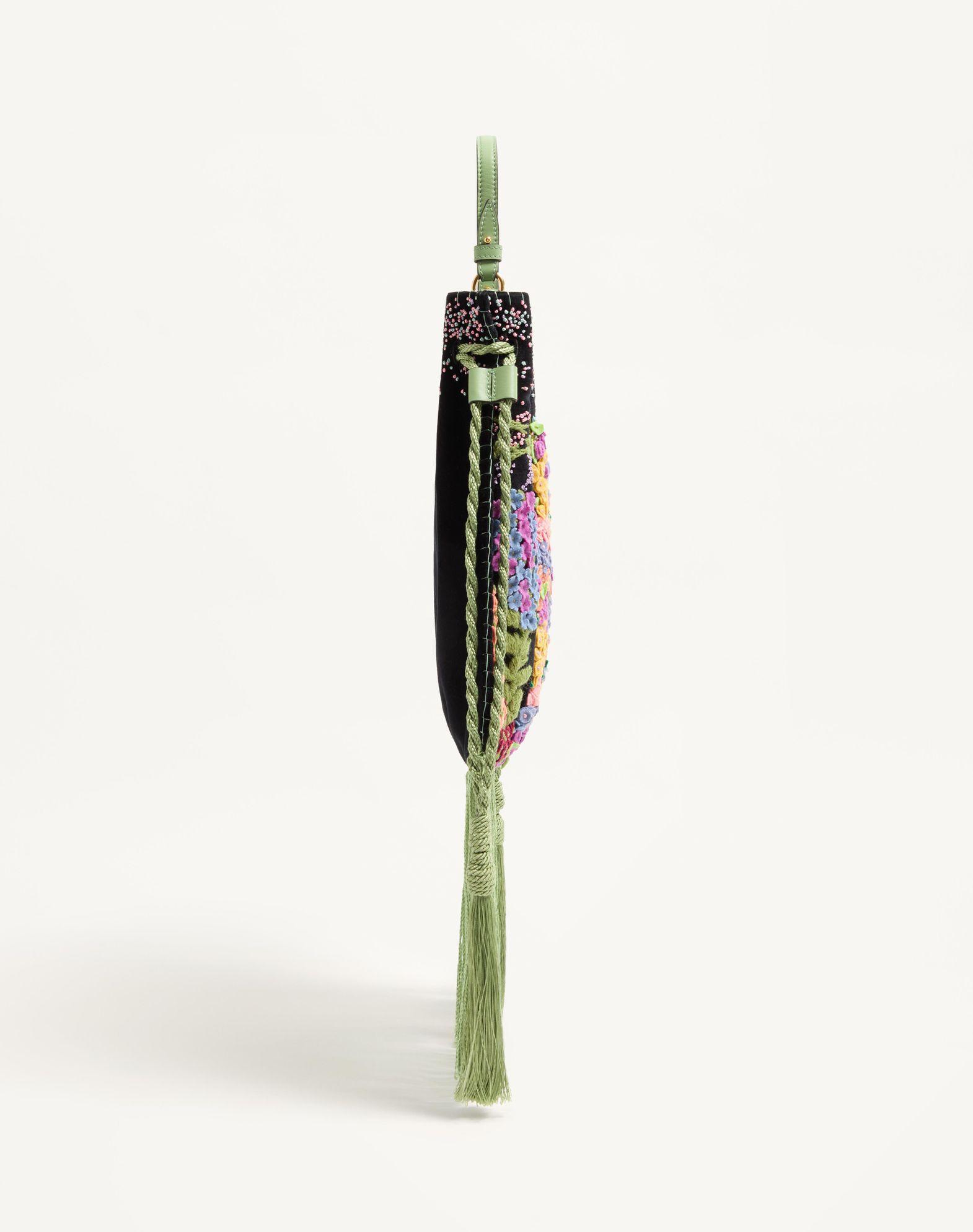 Valentino Garavani Nellcôte Alice Embroidered Bag With Fringes Product Image