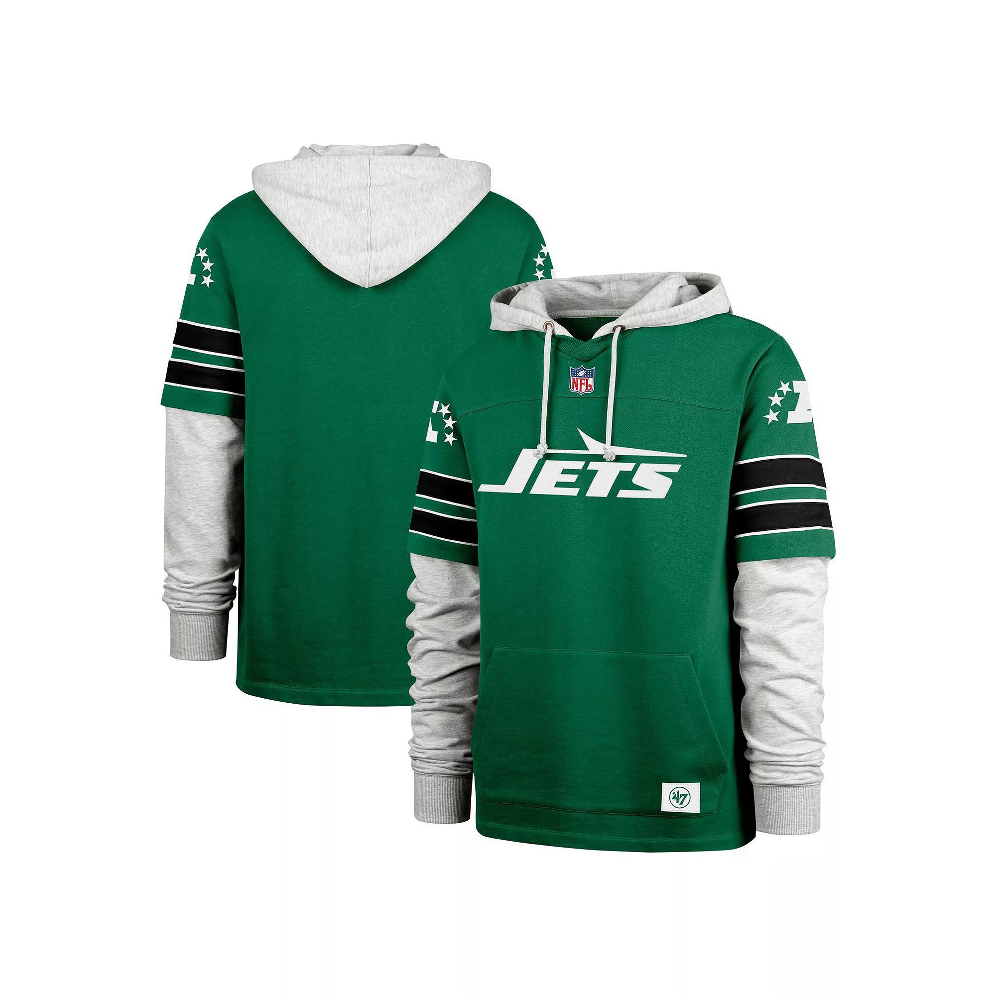 Mens 47 Kelly New York Jets Double Header Blitz Throwback Cornerback Pullover Hoodie Product Image