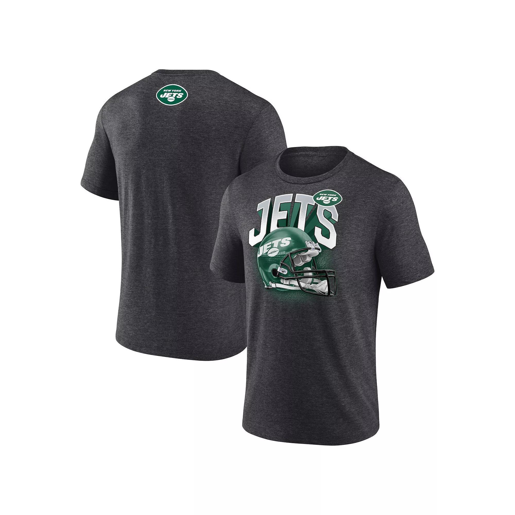 Men's Fanatics  Heather Charcoal New York Jets End Around Tri-Blend T-Shirt, Size: 3XL Product Image