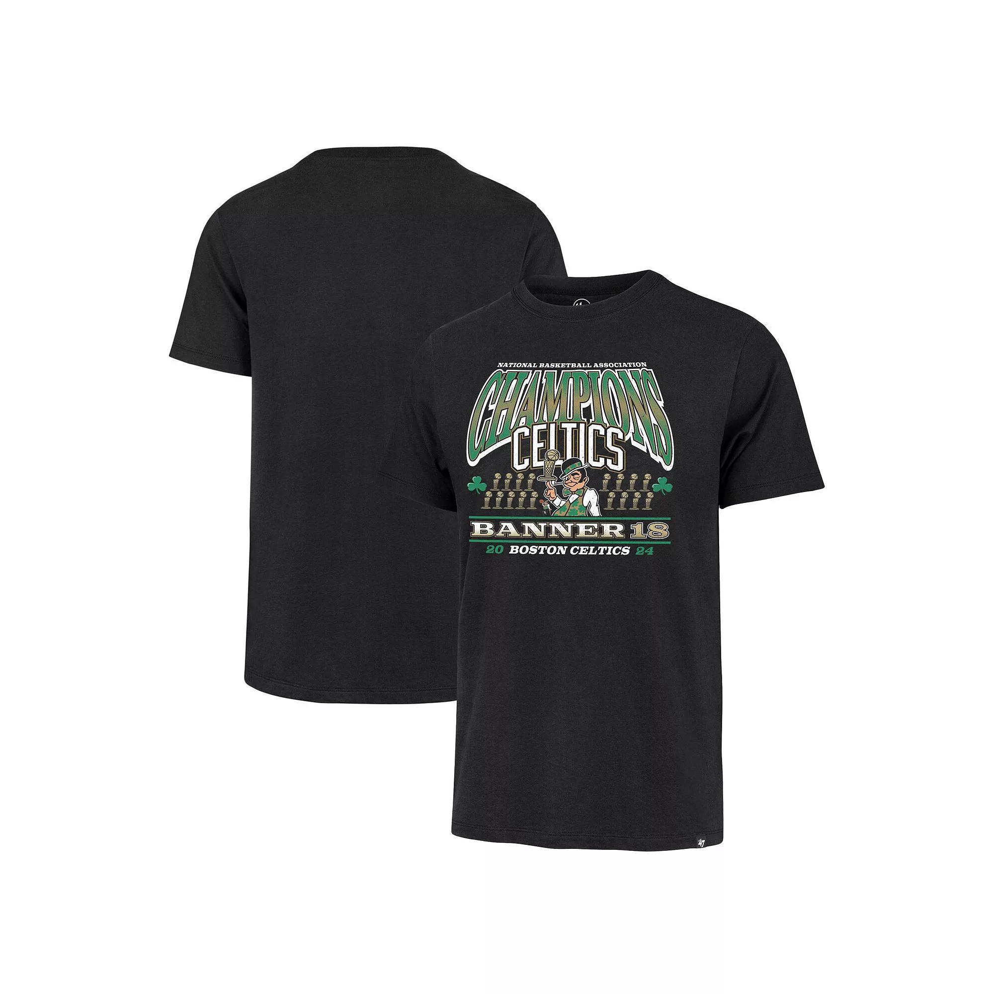 Men's '47 Black Boston Celtics 18-Time NBA Finals Champions Banner Franklin T-Shirt, Size: Small Product Image