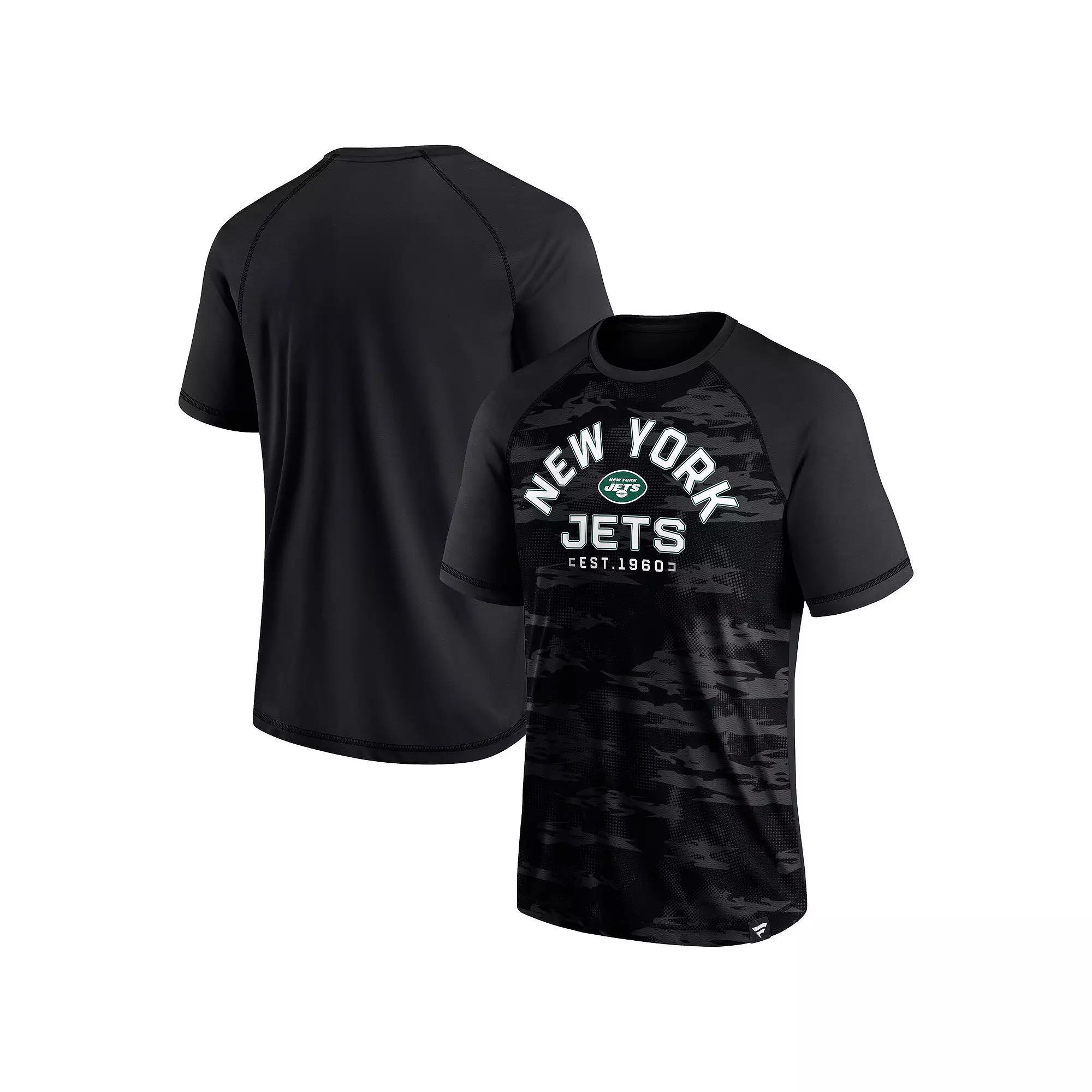 Men's Fanatics New York Jets Blackout Hail Mary Raglan T-Shirt, Size: XL Product Image