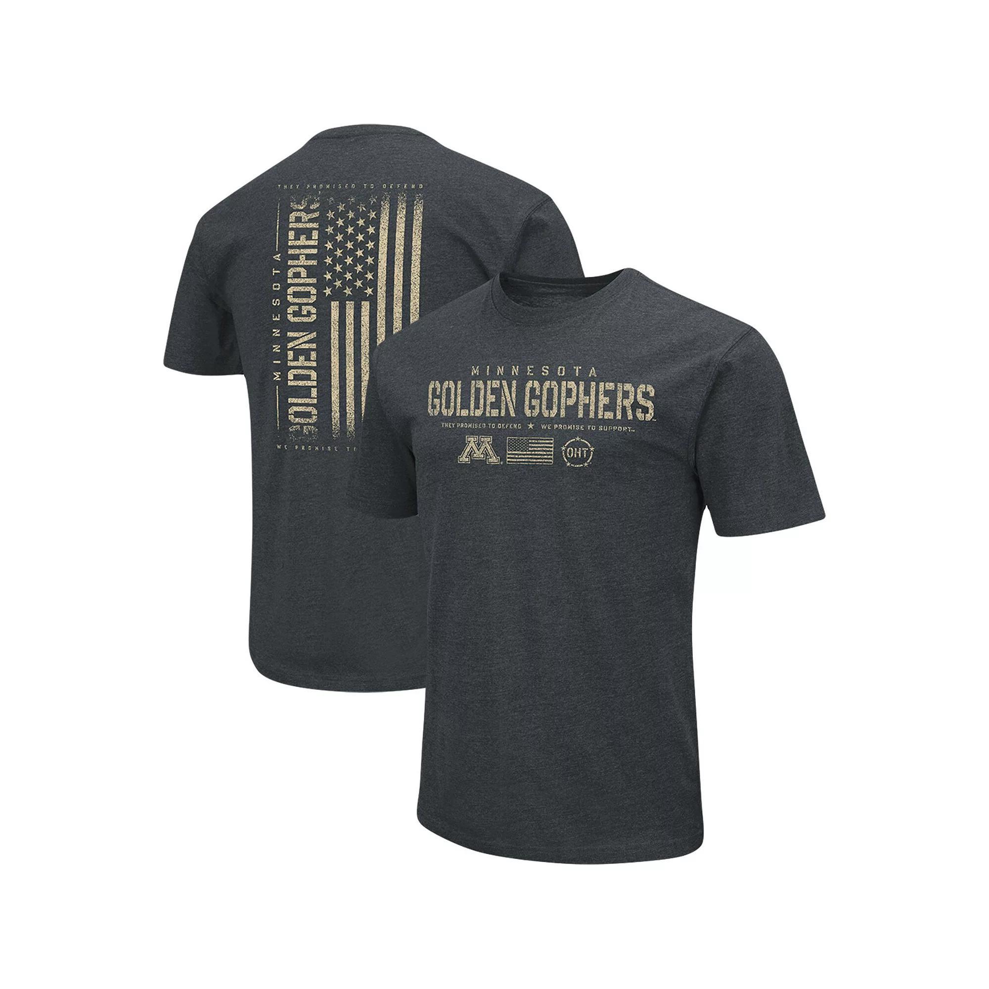 Men's Colosseum Heathered Black Minnesota Golden Gophers OHT Military Appreciation Flag 2.0 T-Shirt, Size: 2XL, Charco Product Image