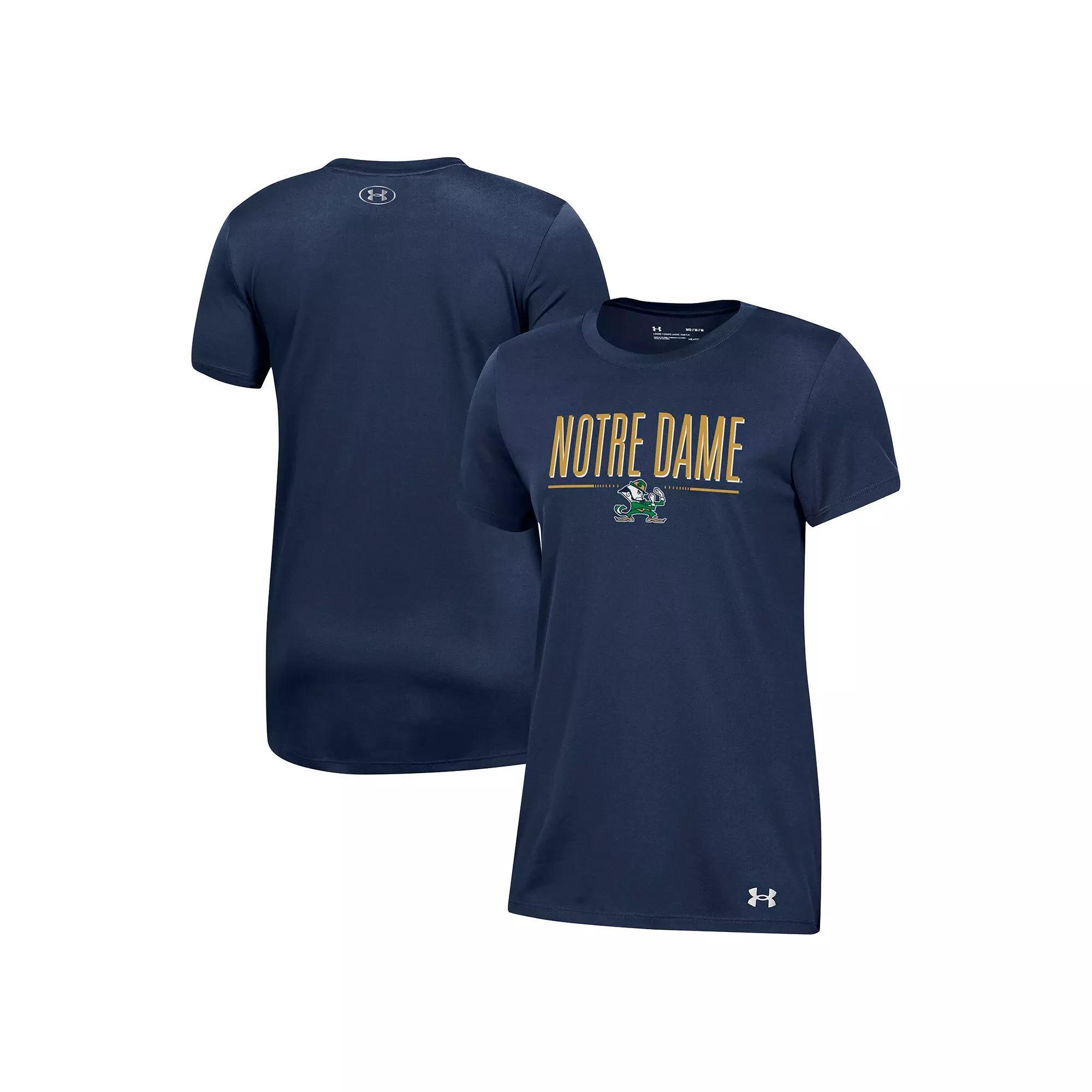Women's Under Armour Navy Notre Dame Fighting Irish Performance T-Shirt, Size: XL, Blue Product Image