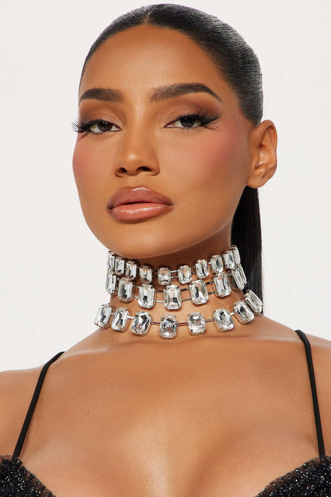 Want All The Sparkle Choker - Silver Product Image