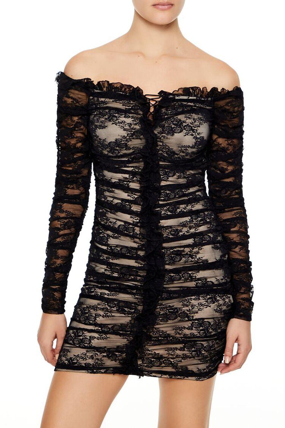 Lace Off-the-Shoulder Mini Dress | Forever 21 Product Image