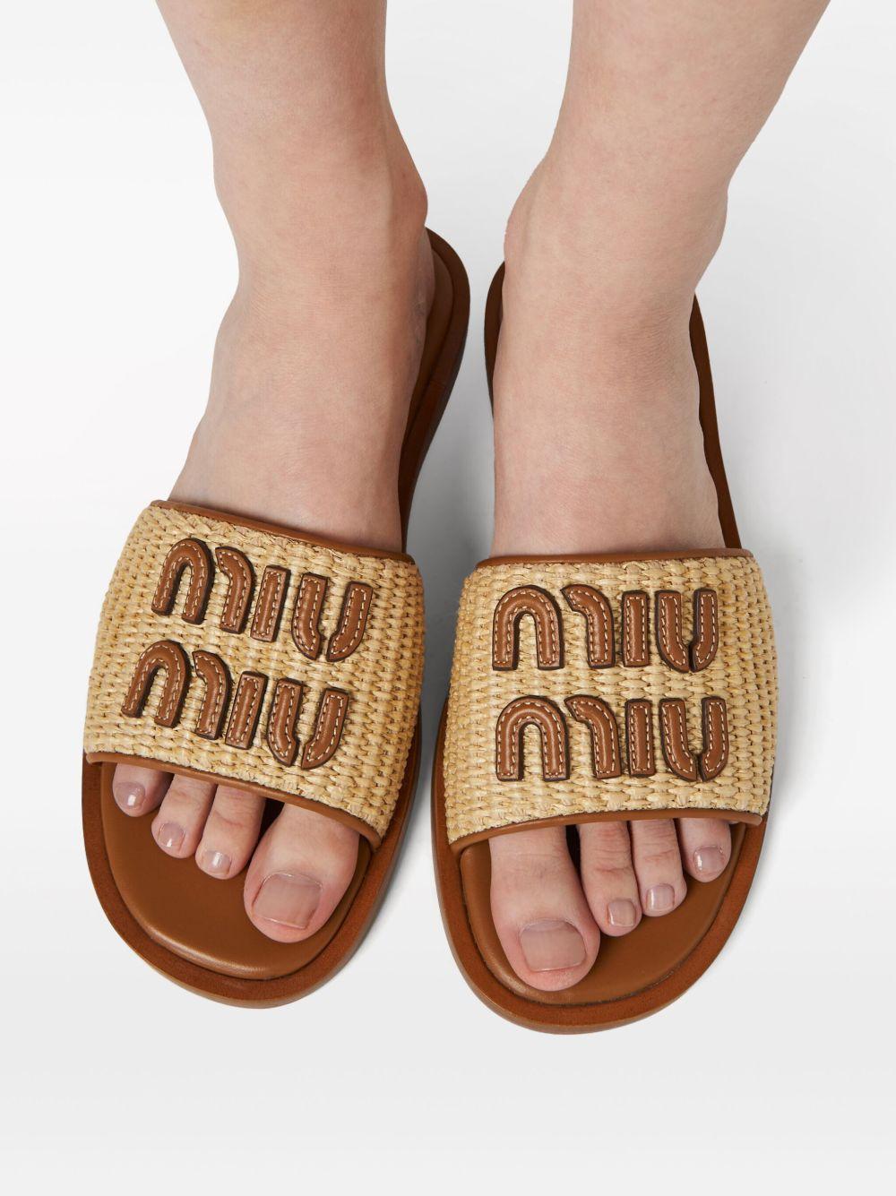 logo-patch raffia slides Product Image