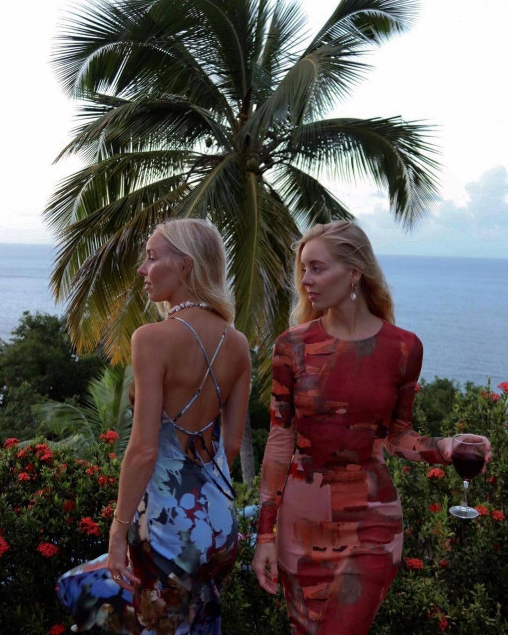 Casanova Printed Mesh Maxi Dress Product Image