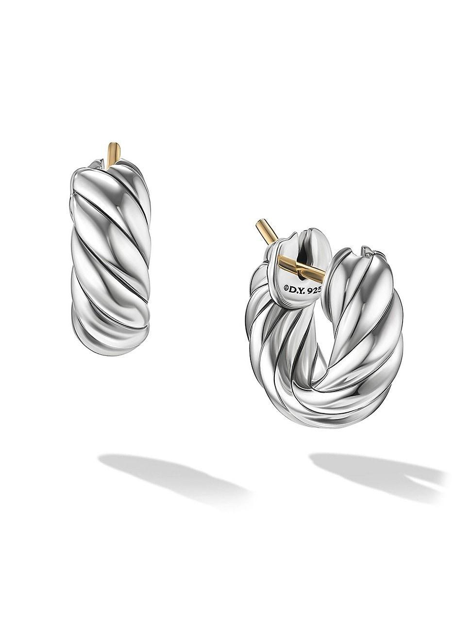 David Yurman Sculpted Cable Hoop Earrings in Sterling Silver Product Image