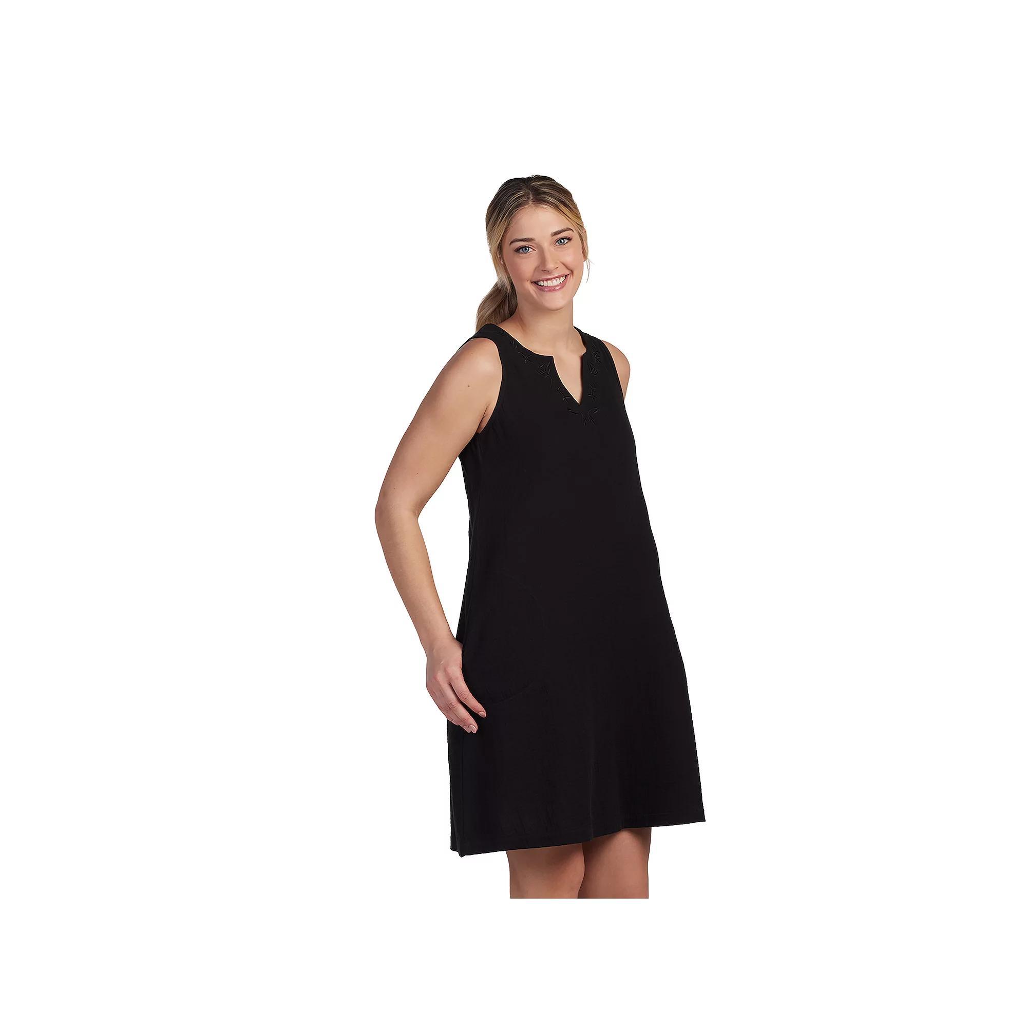 Women's Miss Elaine Essentials Crinkle Gauze Sleeveless Notch Neck Short Nightgown, Size: Large, Pink Product Image
