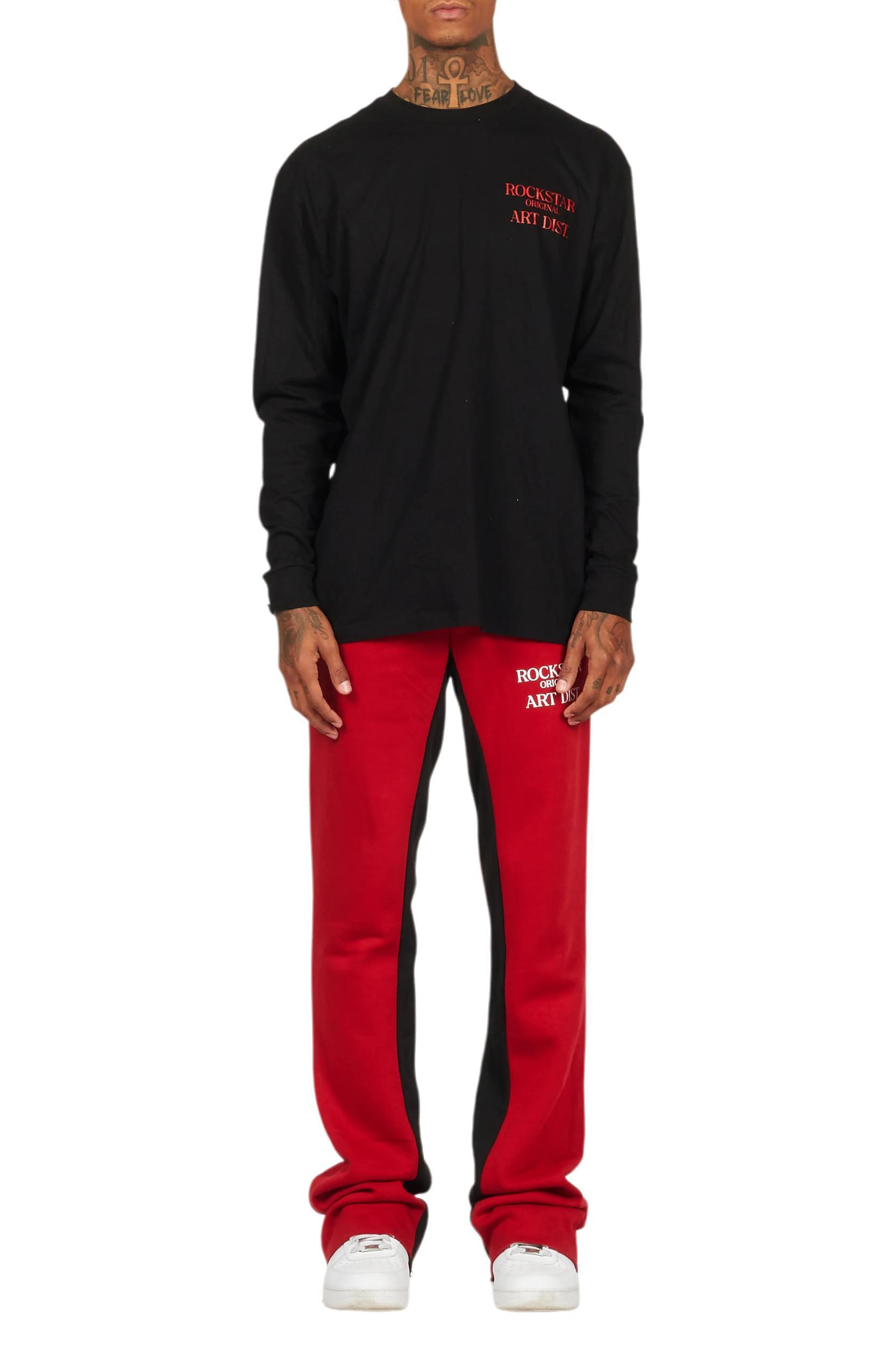 Briggs Burgundy Long Sleeve T-Shirt/Baggy Pant Set Male Product Image