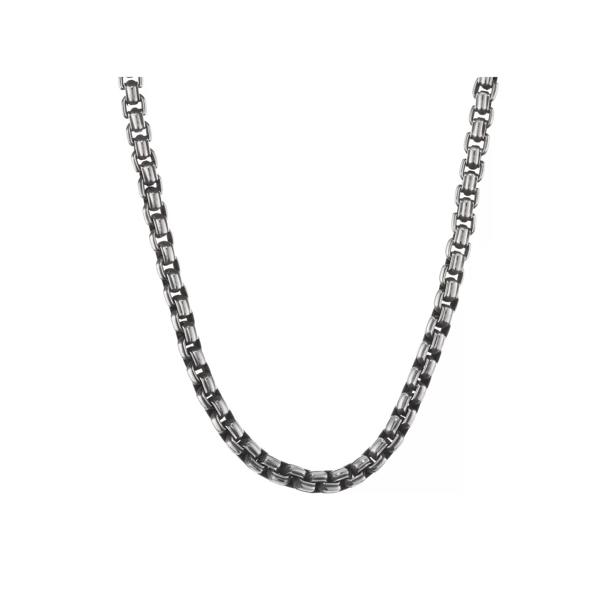 Men's LYNX Stainless Steel Box Chain Necklace - 22 in., Size: 22", Silvertone Product Image