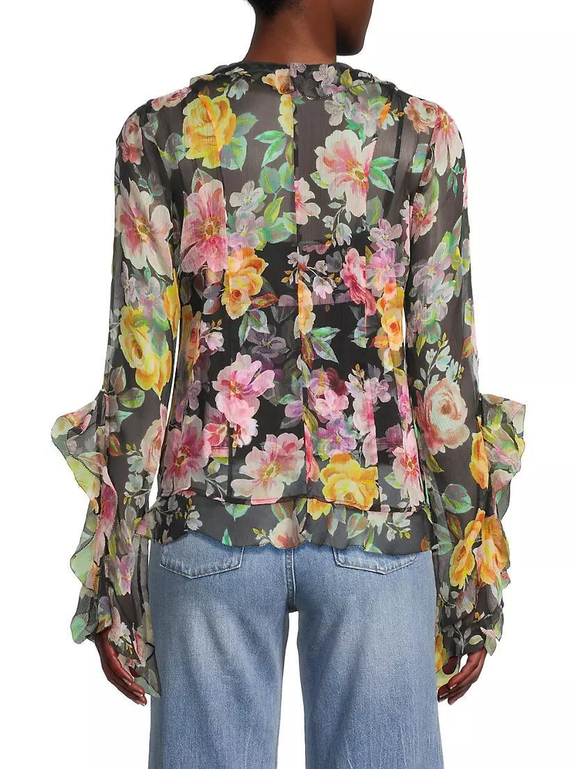 Kylie Ruffled Floral Silk Blouse Product Image