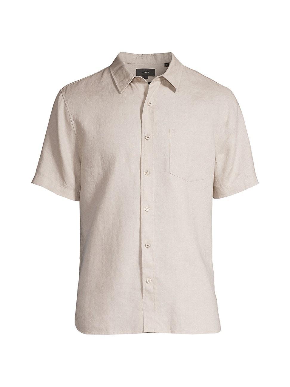 Mens Linen Short-Sleeve Button-Up Shirt Product Image