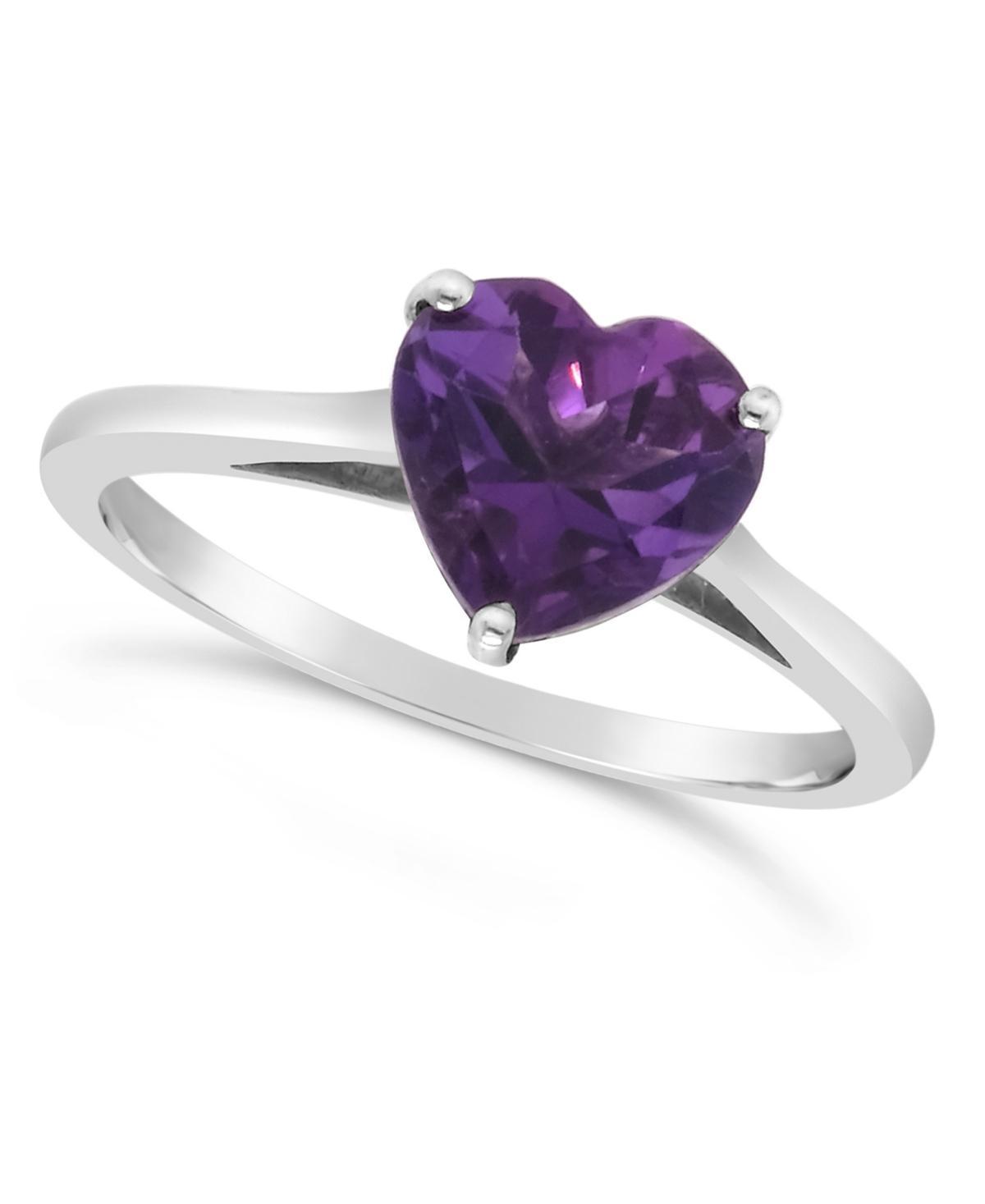 Alyson Layne Sterling Silver Amethyst Heart Ring, Womens Product Image
