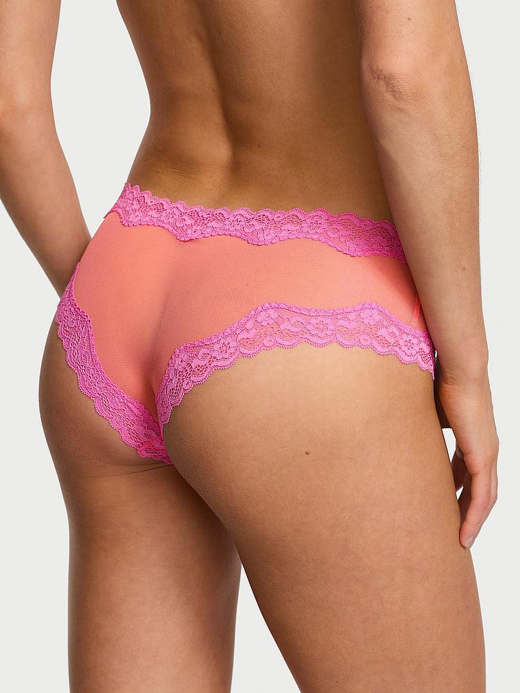 Tease Mesh Lace-Trim Cheeky Panty Product Image