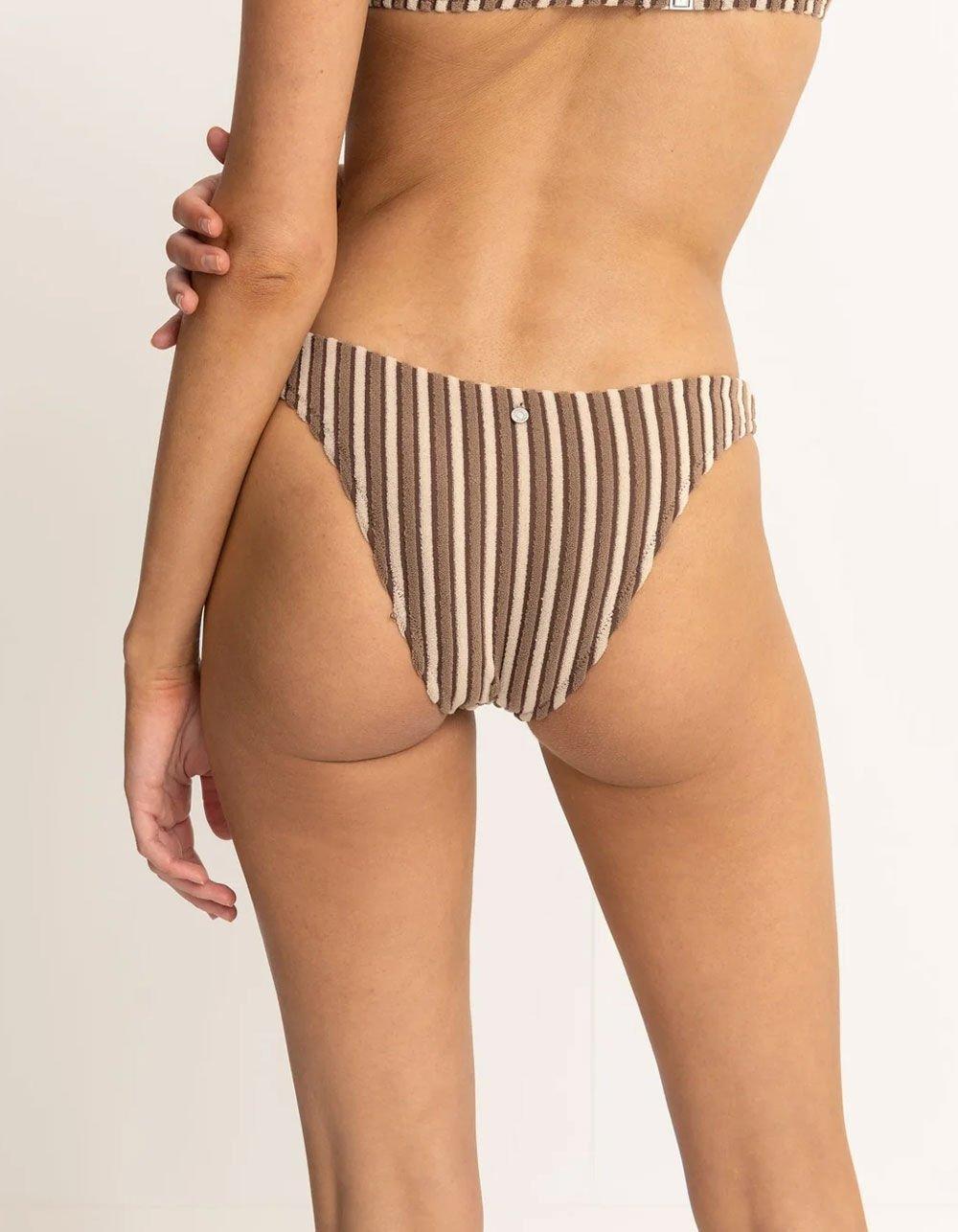 RHYTHM Terry Sands Stripe High Leg Bikini Bottoms Product Image