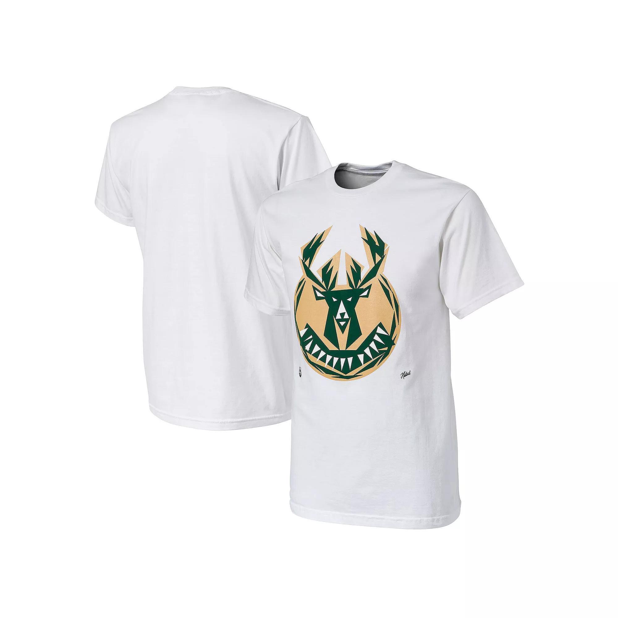 Men's NBA x Naturel White Milwaukee Bucks No Caller ID T-Shirt, Size: 2XL Product Image