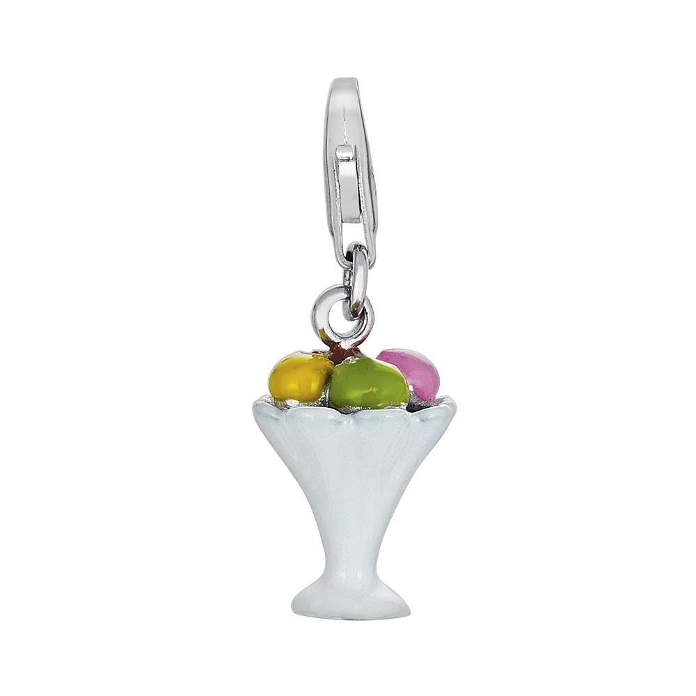 Sterling Silver Ice Cream Sundae Charm, Womens Product Image