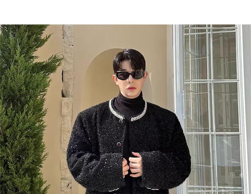 Plain Contrast Trim Single-Breasted Jacket Product Image