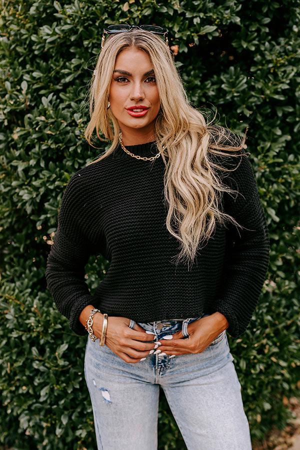 Feeling Cozy Knit Sweater in Black Product Image
