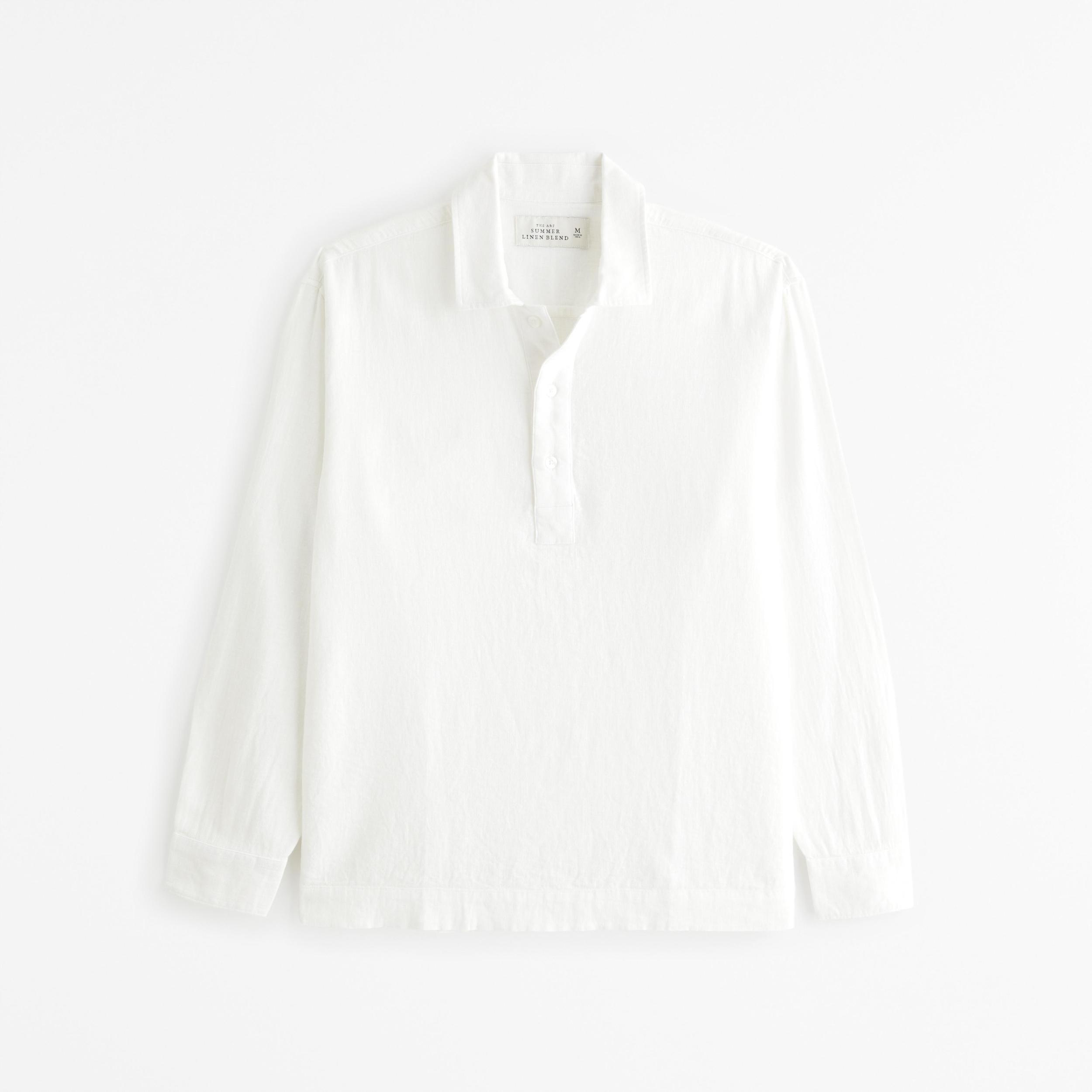 Long-Sleeve Summer Linen-Blend Popover Product Image