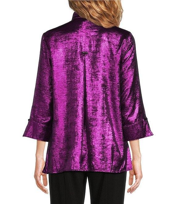Ali Miles Wire Collar 3/4 Sleeve Button Front Tunic Product Image