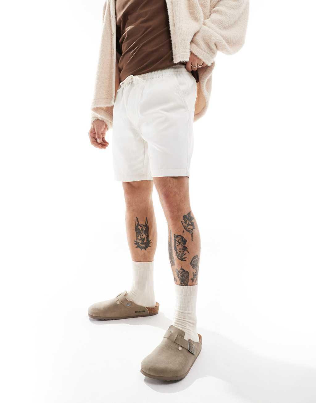 Threadbare elasticized waist chino shorts in off-white Product Image