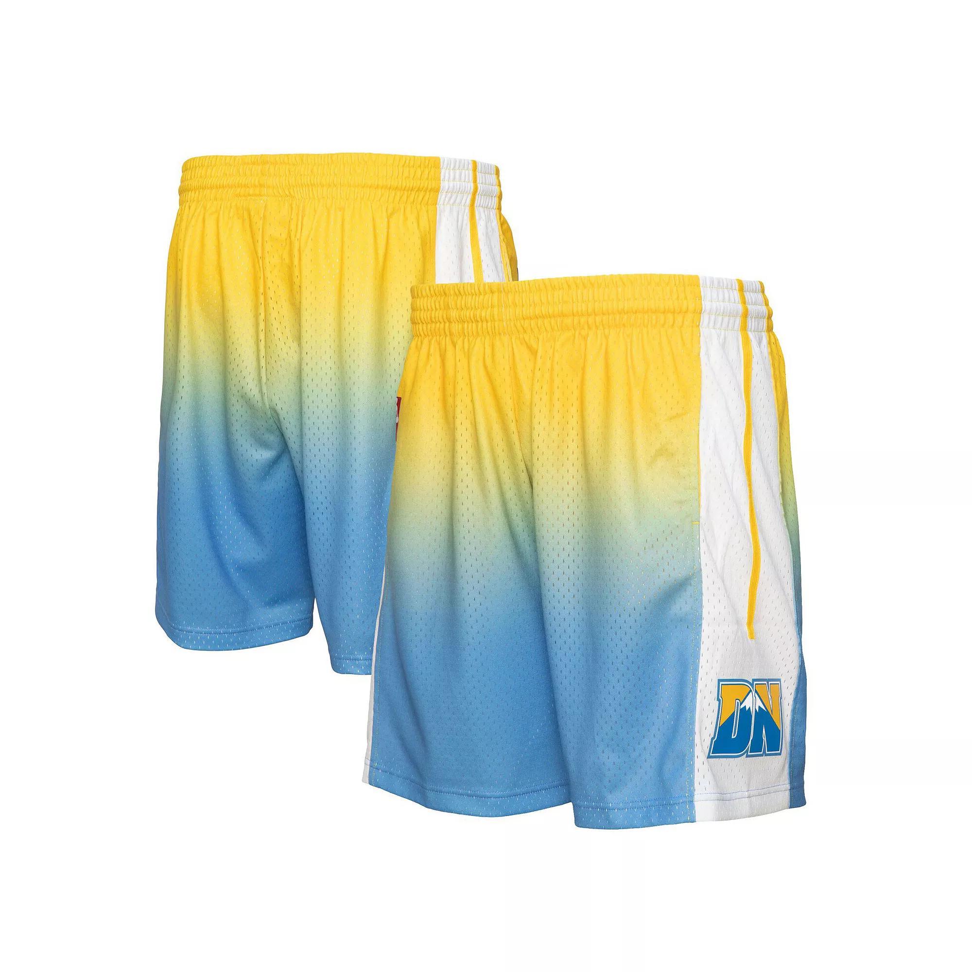 Men's Mitchell & Ness Yellow/Blue Denver Nuggets 2006/07 Hardwood Classics Fadeaway Reload 3.0 Swingman Shorts, Size: XL, Nug Yellow Product Image