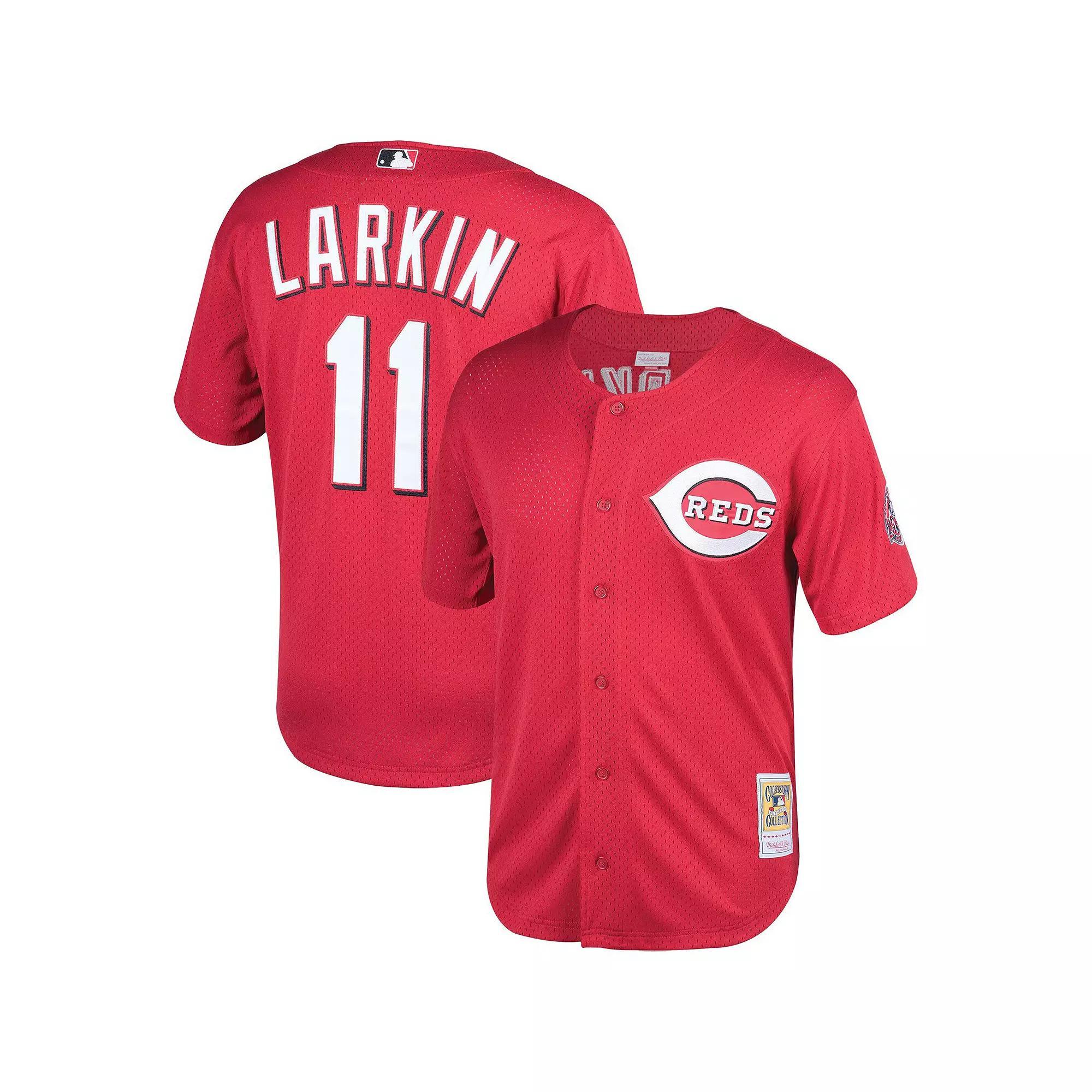 Men's Mitchell & Ness Barry Larkin Red Cincinnati Throwback Reds Cooperstown Mesh Batting Practice Jersey, Size: 2XL, Red Red Product Image
