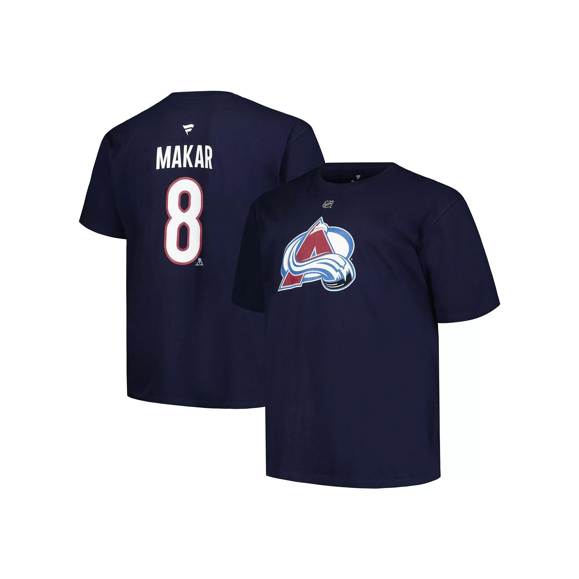 Men's Fanatics Branded Cale Makar Navy Colorado Avalanche Big & Tall Name & Number T-Shirt, Size: 3XB, Blue Product Image