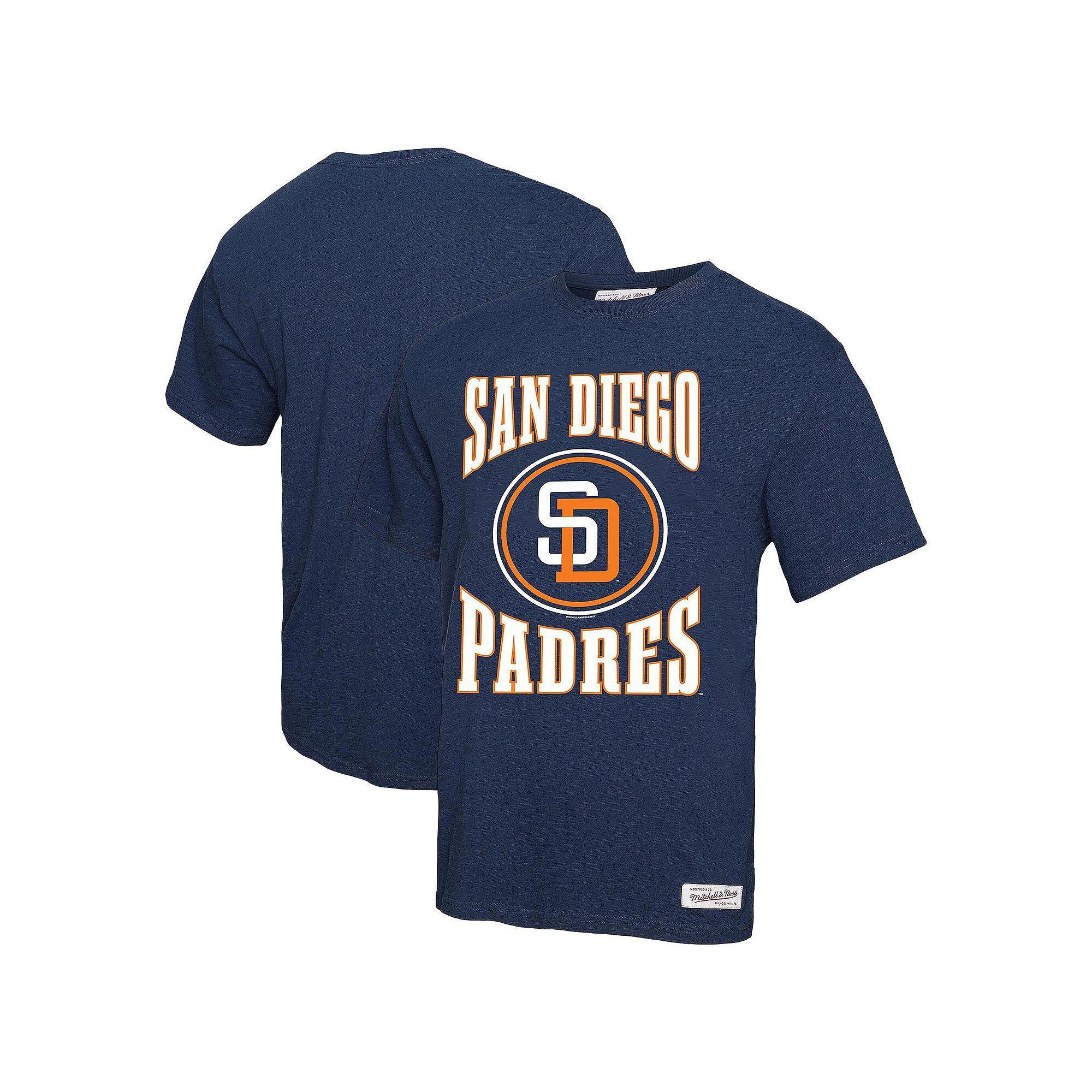 Men's Mitchell & Ness Navy San Diego Padres Arched Logo Slub T-Shirt, Size: 3XL, Blue Product Image