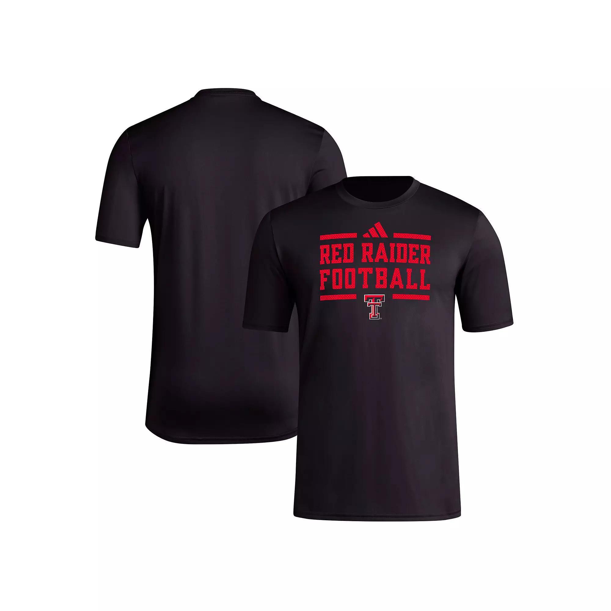 Men's adidas Black Texas Tech Red Raiders Locker Football Pre-Game AEROREADY T-Shirt, Size: 2XL Product Image