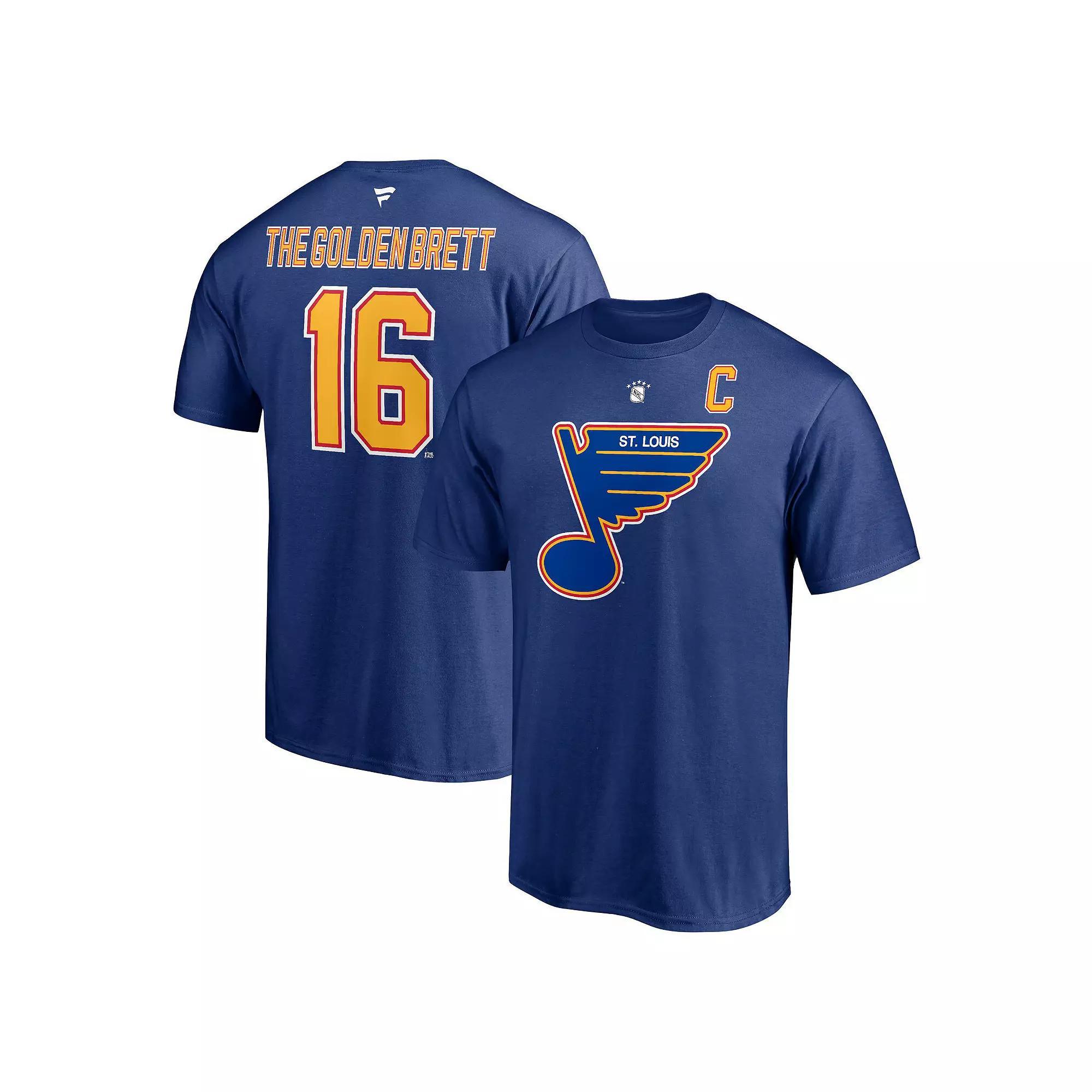 Men's Fanatics Branded Brett Hull Blue St. Louis Blues Authentic Stack Retired Player Nickname & Number T-Shirt, Size: Large Product Image