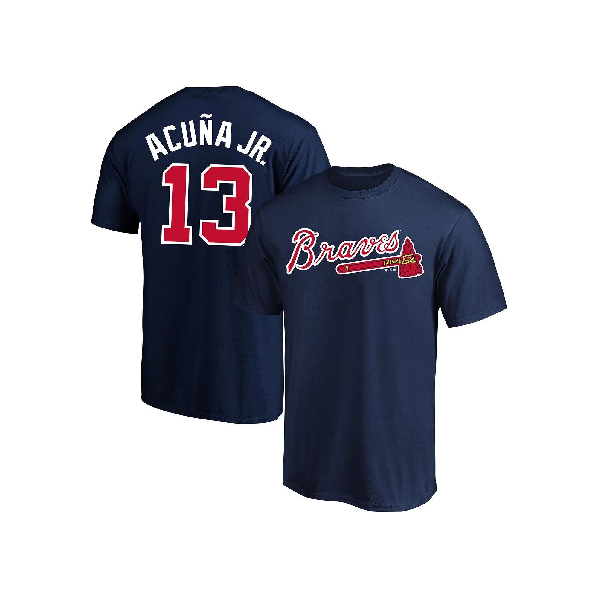 Men's Profile Ronald Acuna Navy Atlanta Braves Big & Tall Name & Number T-Shirt, Size: 4XB, Blue Product Image