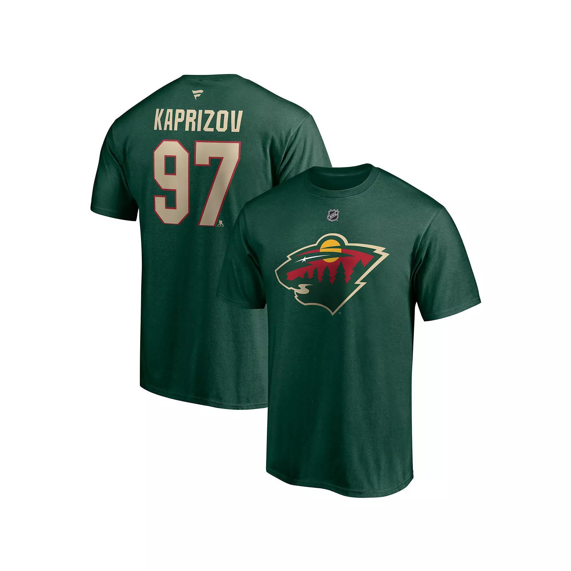 Men's Fanatics Branded Kirill Kaprizov Green Minnesota Wild Authentic Stack Name & Number T-Shirt, Size: 2XL Product Image