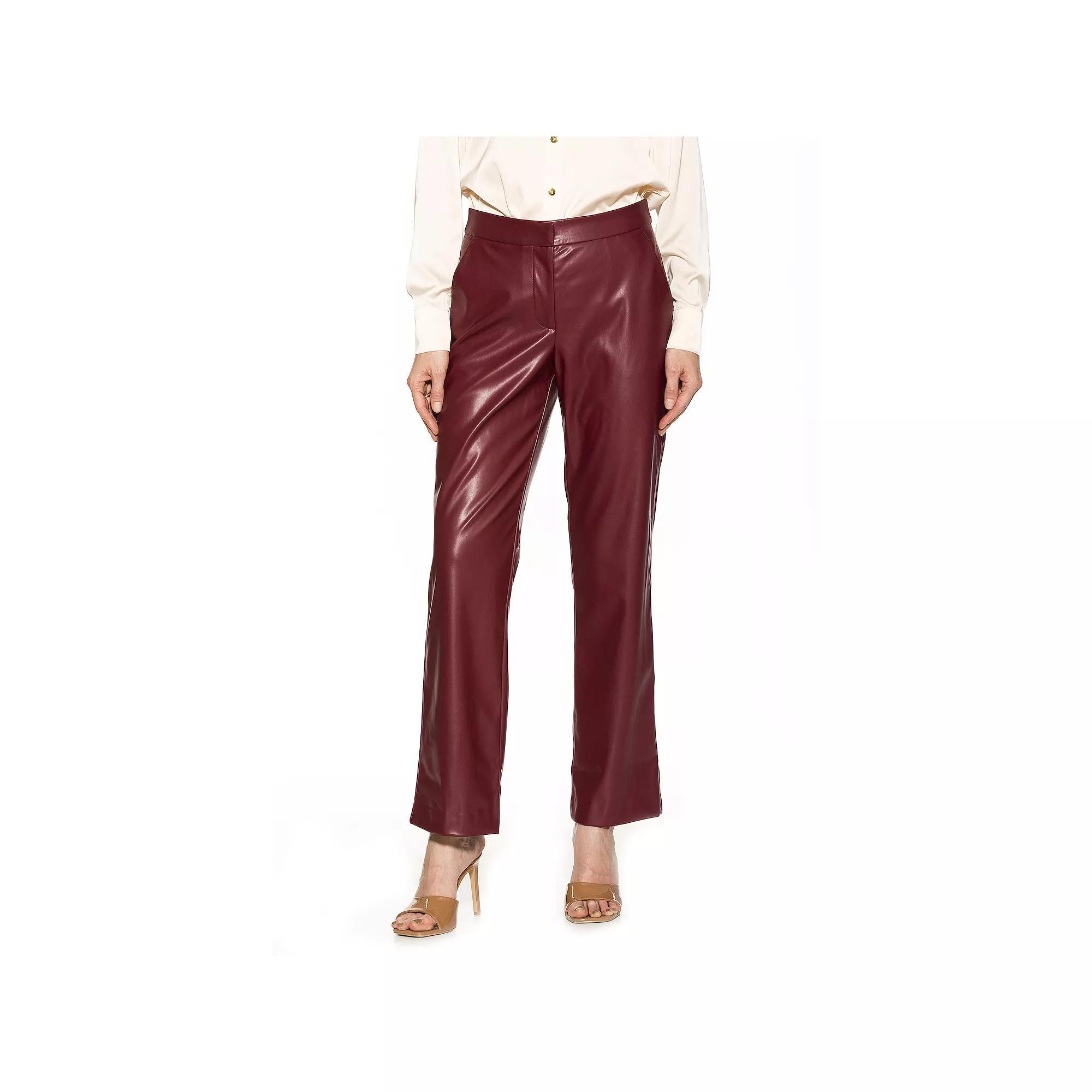 Women's ALEXIA ADMOR Faux-Leather Fitted Wide-Leg Pants, Size: 8, Camel Product Image